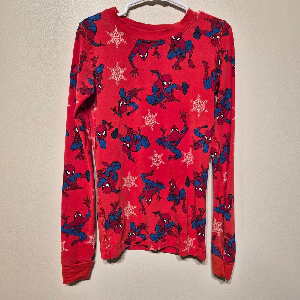 Hanna Andersson 8 Spiderman Pajama Top Red Web Snowflake Marvel